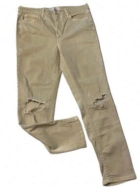 Free People Skinny High Busted Knee Jeans in Khaki